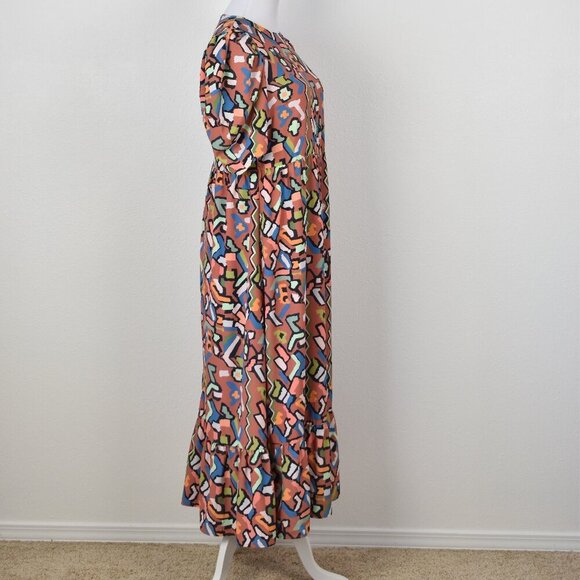 CROSBY Mollie Burch Abstract Printed Maxi Midi Dress - S - Picture 6 of 8